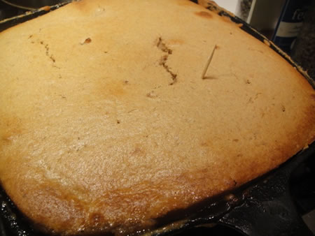 Upside Cake Cooked in Skillet 